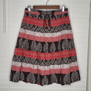 Ann Taylor Loft Brown Red Bandana A-line Linen Cotton Blend Skirt Size 6‎